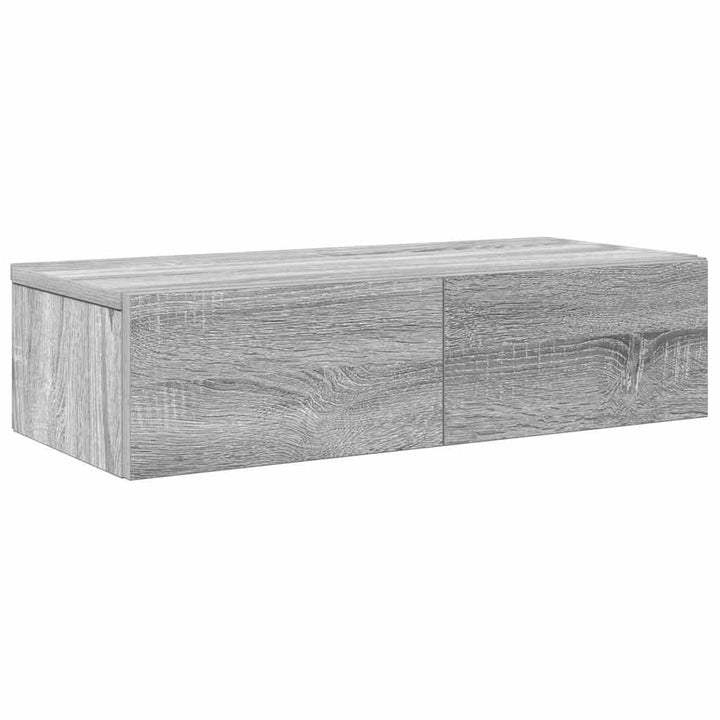 væghylde med skuffer 60x26,5x15cm konstrueret træ grå sonoma-eg