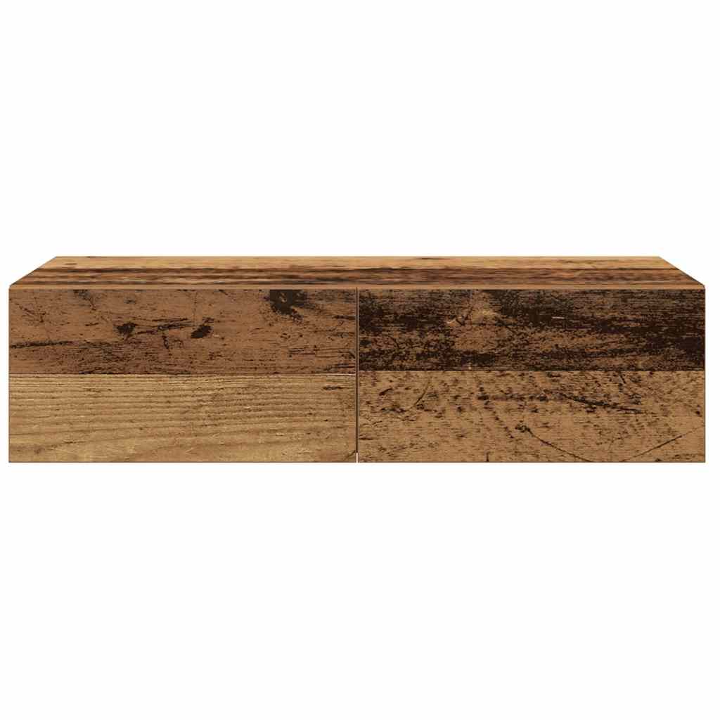 væghylde med skuffer 60x26,5x15 cm konstrueret træ antikt træ