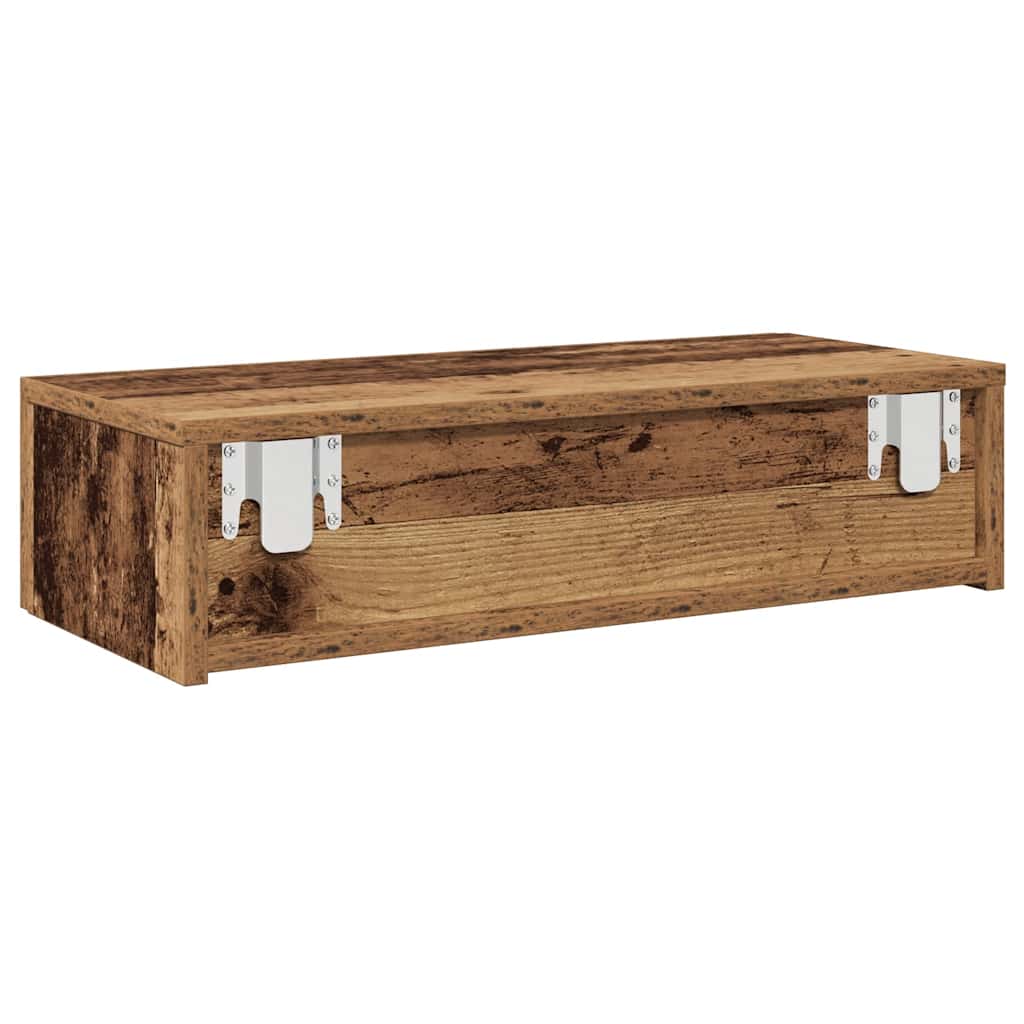 væghylde med skuffer 60x26,5x15 cm konstrueret træ antikt træ