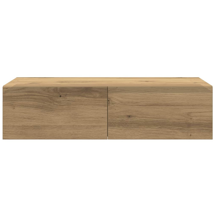 væghylde med skuffer 60x26,5x15 cm konstrueret træ egetræsfarve