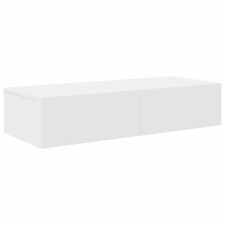 væghylde med skuffer 80x33x17 cm konstrueret træ hvid