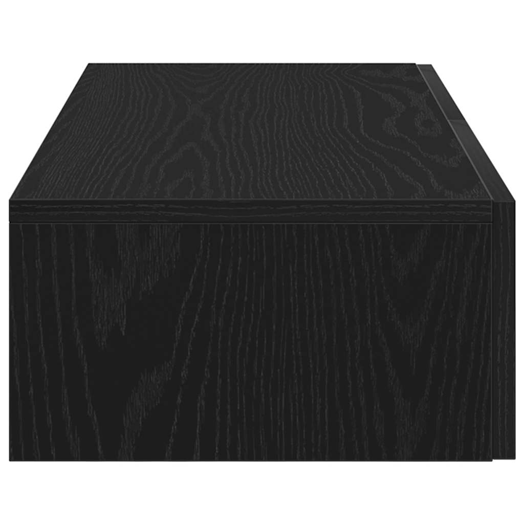 væghylde med skuffer 80x33x17 cm konstrueret træ sort
