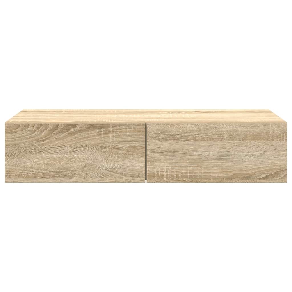 væghylde med skuffer 80x33x17 cm konstrueret træ sonoma-eg