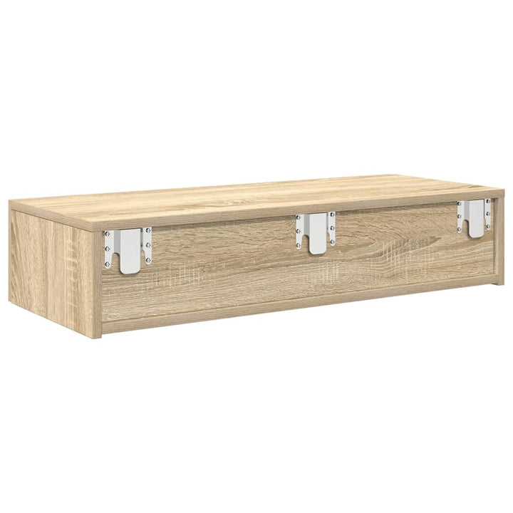 væghylde med skuffer 80x33x17 cm konstrueret træ sonoma-eg