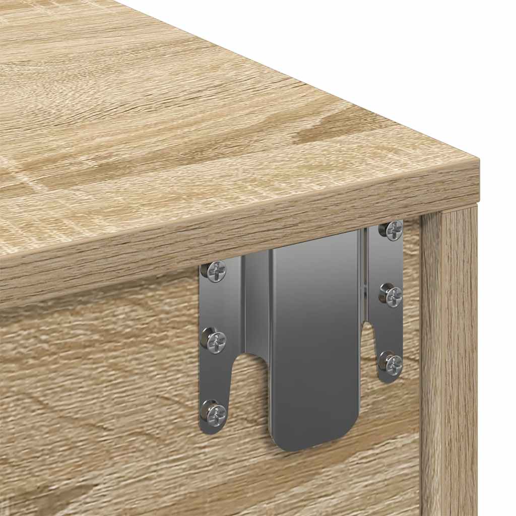 væghylde med skuffer 80x33x17 cm konstrueret træ sonoma-eg