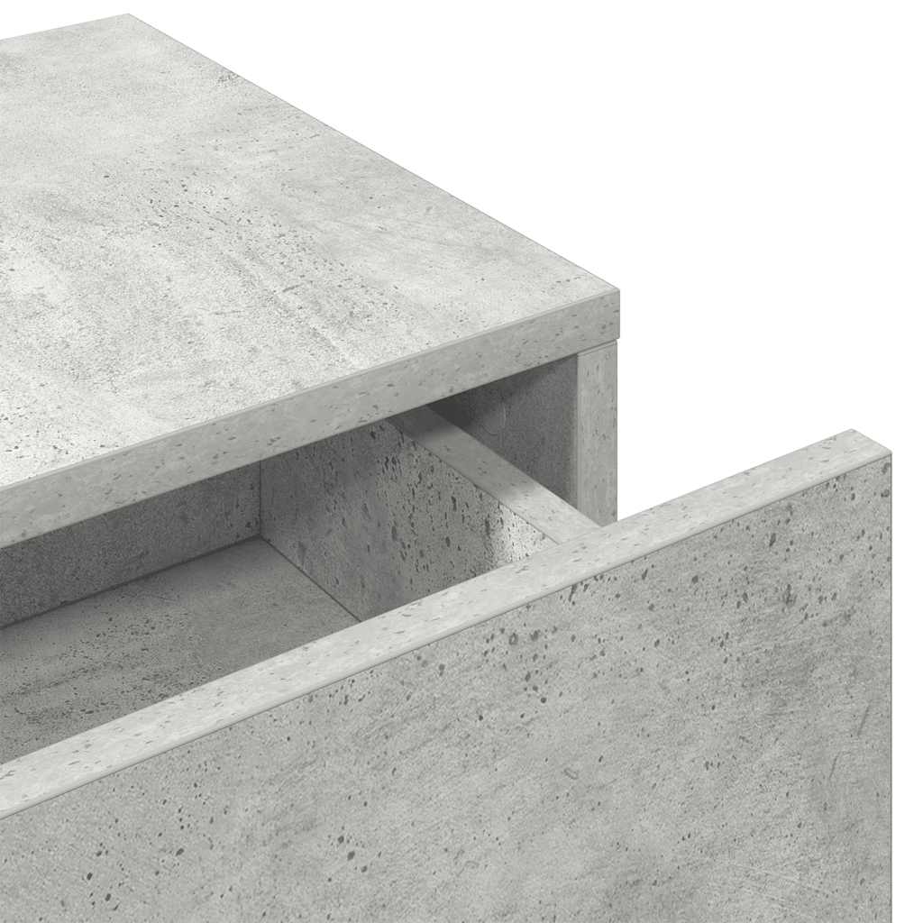 væghylde med skuffer 80x33x17 cm konstrueret træ betongrå