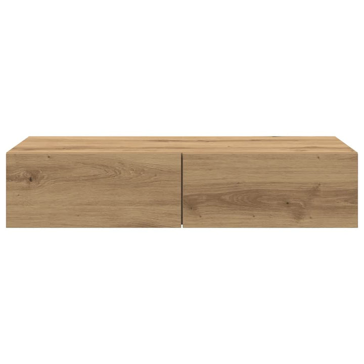 væghylde med skuffer 80x33x17 cm konstrueret træ egetræsfarve