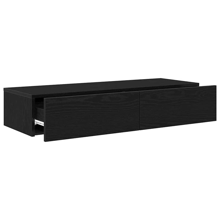 væghylde med skuffer 100x36x19 cm konstrueret træ sort