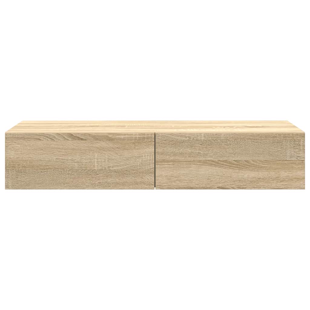 væghylde med skuffer 100x36x19 cm konstrueret træ sonoma-eg