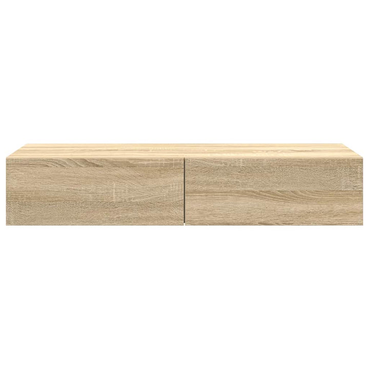 væghylde med skuffer 100x36x19 cm konstrueret træ sonoma-eg