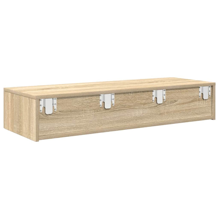 væghylde med skuffer 100x36x19 cm konstrueret træ sonoma-eg