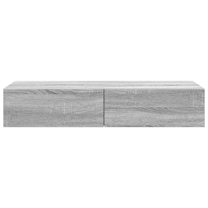 væghylde med skuffer 100x36x19 cm konstrueret træ grå sonoma-eg