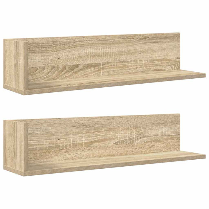væghylder 2 stk. 75x16,5x16,5 cm konstrueret træ sonoma-eg