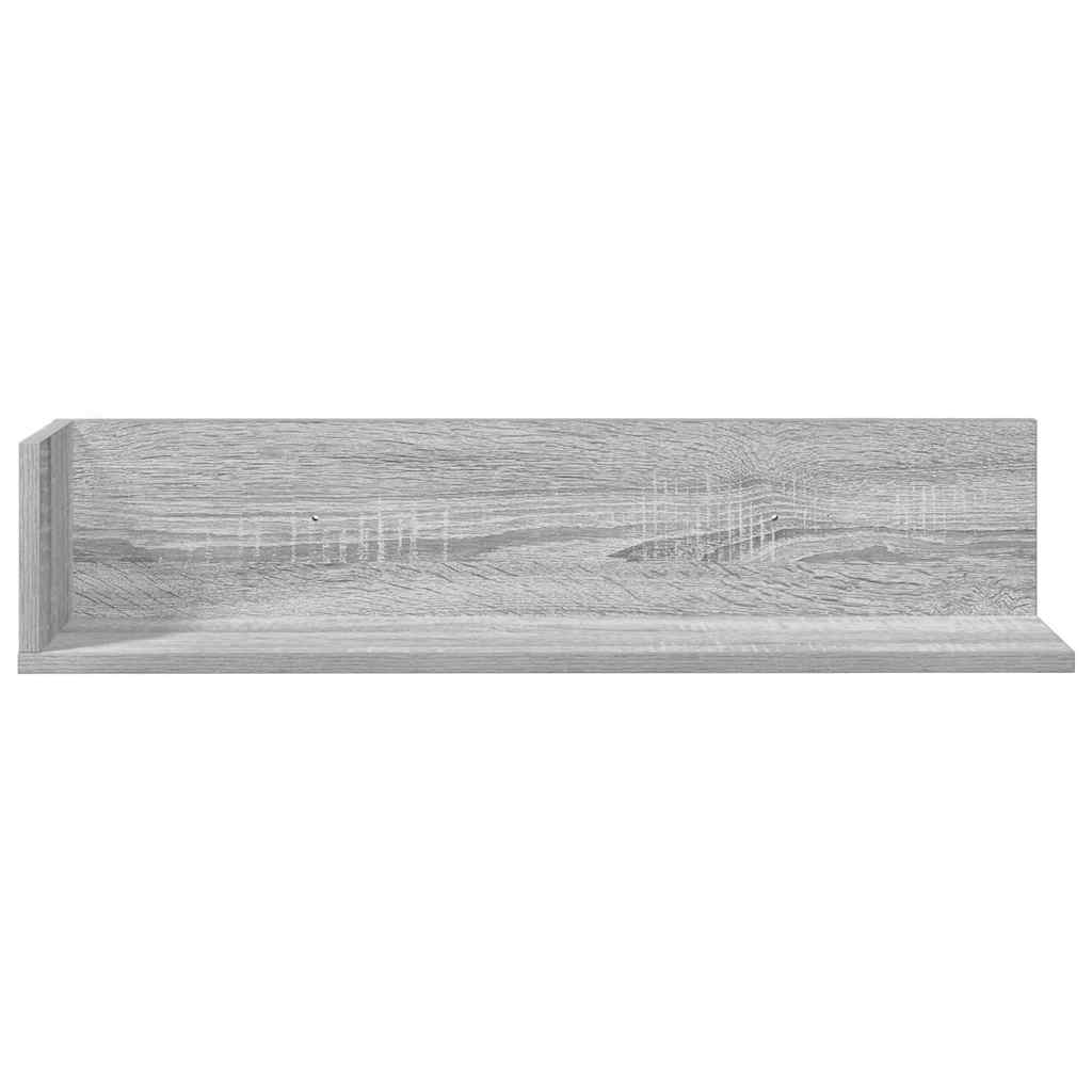 væghylder 2 stk. 75x16,5x16,5 cm konstrueret træ grå sonoma-eg