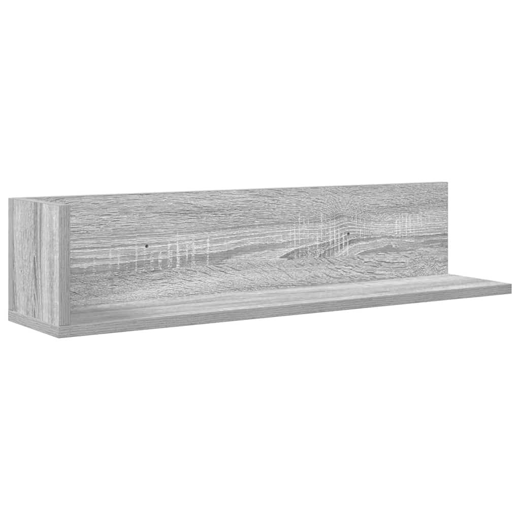 væghylder 2 stk. 75x16,5x16,5 cm konstrueret træ grå sonoma-eg
