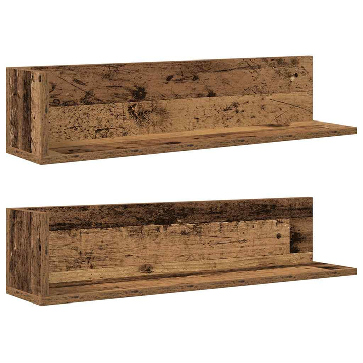 væghængte 2 stk. 75x16,5x16,5 cm konstrueret træ antikt træ