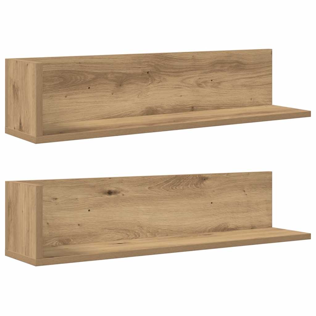 væghylder 2 stk. 75x16,5x16,5 cm konstrueret træ kunsteg