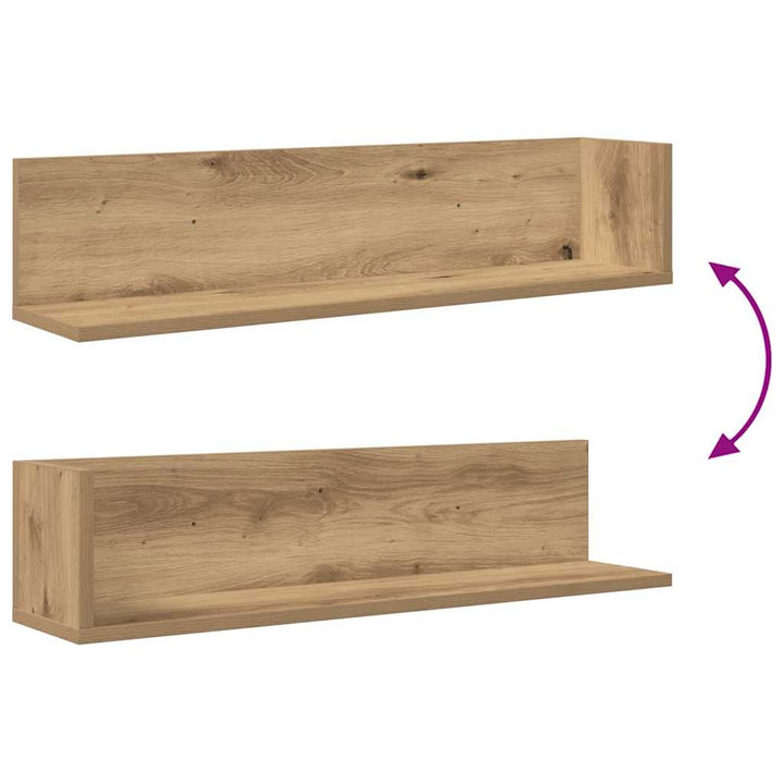 væghylder 2 stk. 75x16,5x16,5 cm konstrueret træ kunsteg