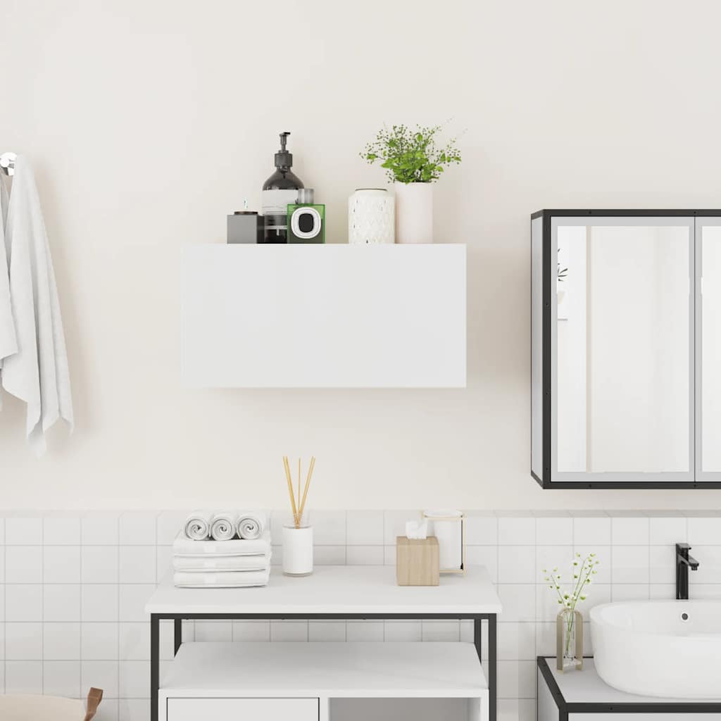 væghængt badeværelsesskab 60x25x30 cm konstrueret træ hvid