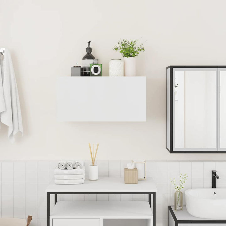 væghængt badeværelsesskab 60x25x30 cm konstrueret træ hvid
