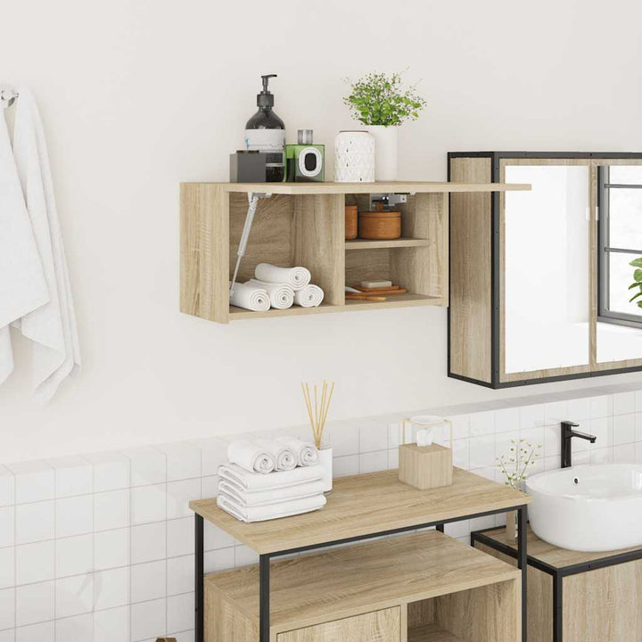 væghængt badeværelsesskab 60x25x30 cm konstrueret træ sonoma-eg