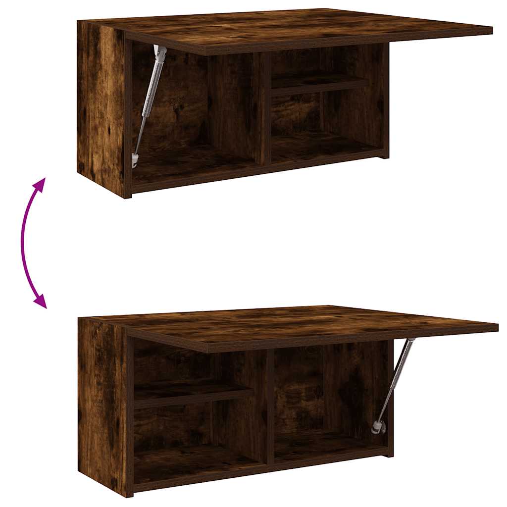væghængt badeværelsesskab 60x25x30 cm konstrueret træ røget eg