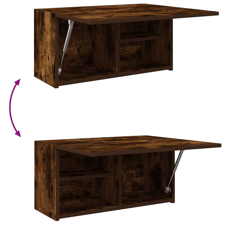 væghængt badeværelsesskab 60x25x30 cm konstrueret træ røget eg