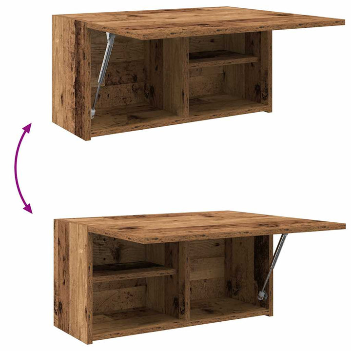 væghængt badeværelsesskab 60x25x30cm konstrueret træ antikt træ