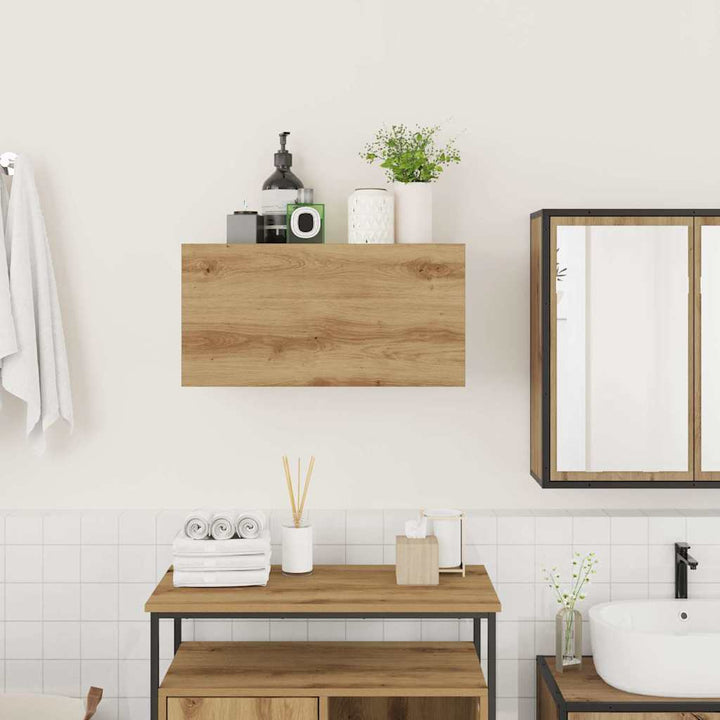 væghængt badeværelsesskab 60x25x30 cm konstrueret træ kunsteg