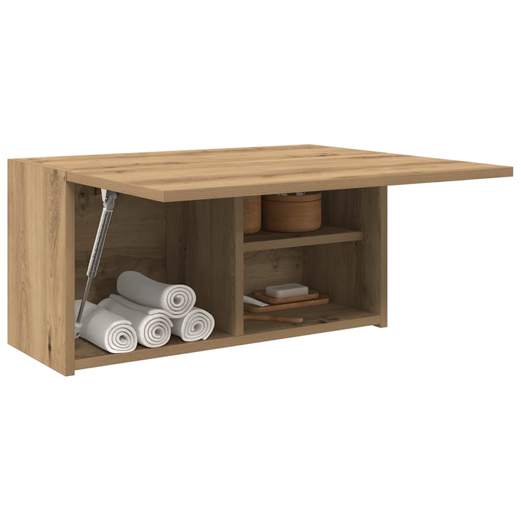 væghængt badeværelsesskab 60x25x30 cm konstrueret træ kunsteg