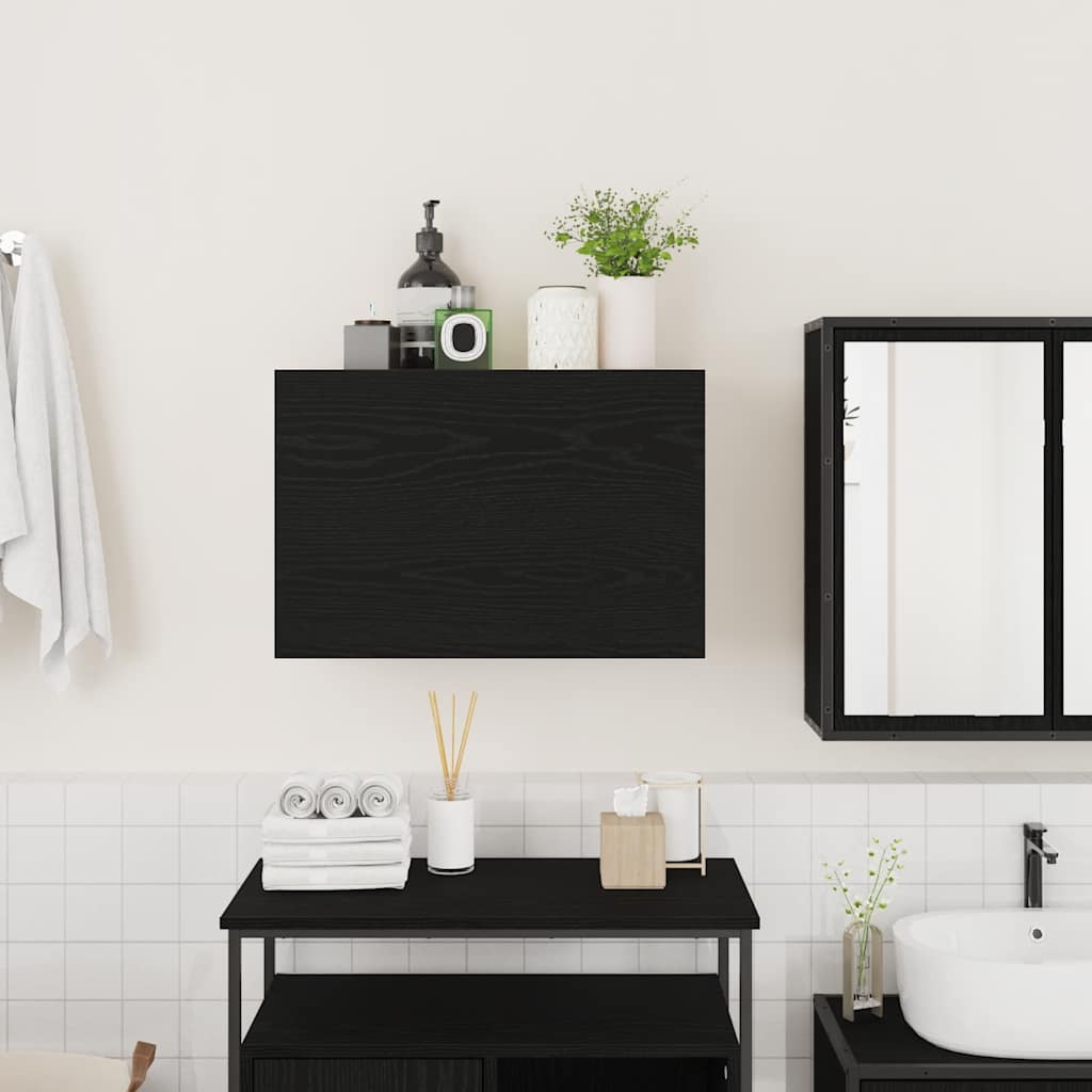 væghængt badeværelsesskab 60x25x40 cm konstrueret træ sort