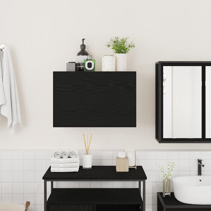væghængt badeværelsesskab 60x25x40 cm konstrueret træ sort