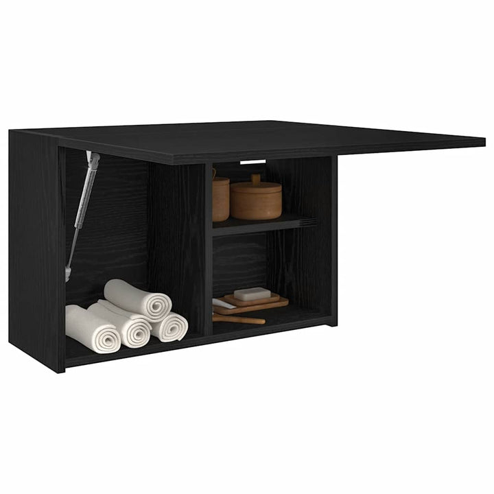 væghængt badeværelsesskab 60x25x40 cm konstrueret træ sort