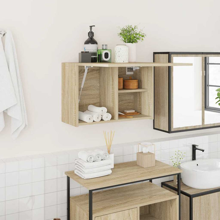 væghængt badeværelsesskab 60x25x40 cm konstrueret træ sonoma-eg