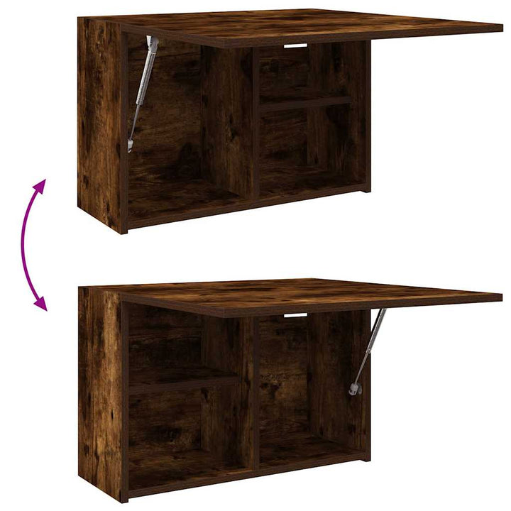 væghængt badeværelsesskab 60x25x40 cm konstrueret træ røget eg