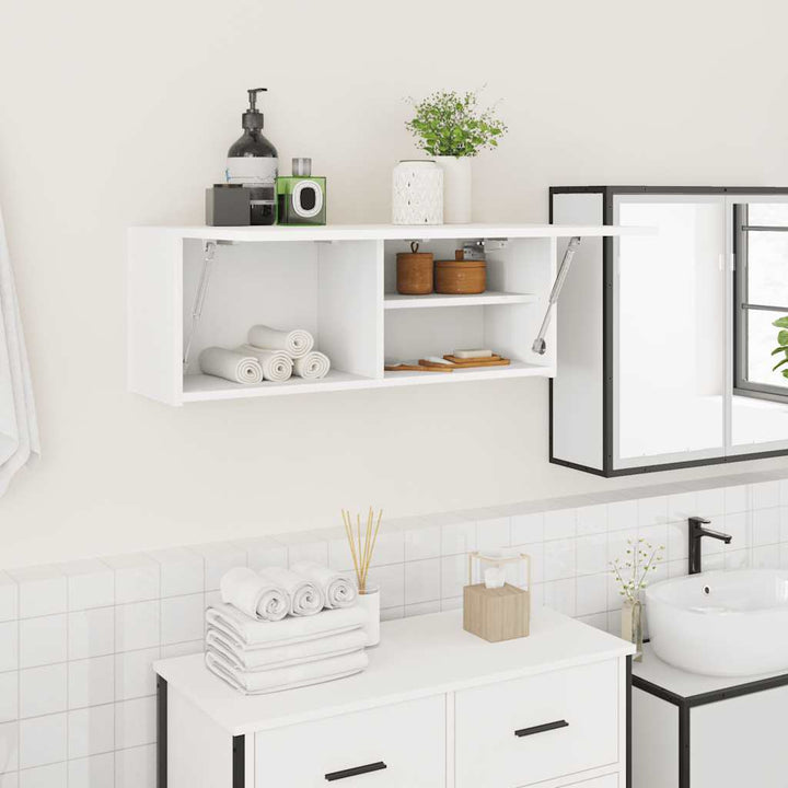 væghængt badeværelsesskab 80x25x30 cm konstrueret træ hvid