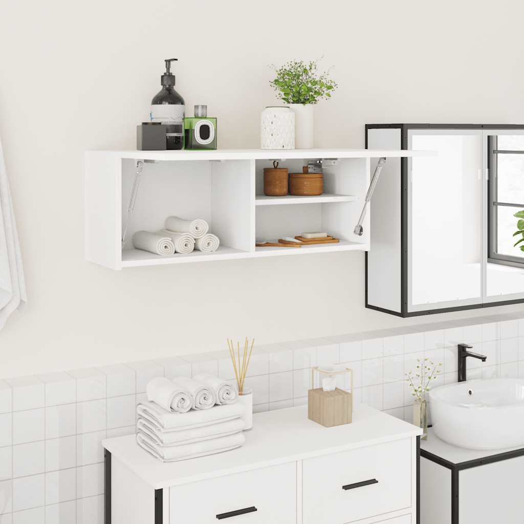 væghængt badeværelsesskab 80x25x30 cm konstrueret træ hvid