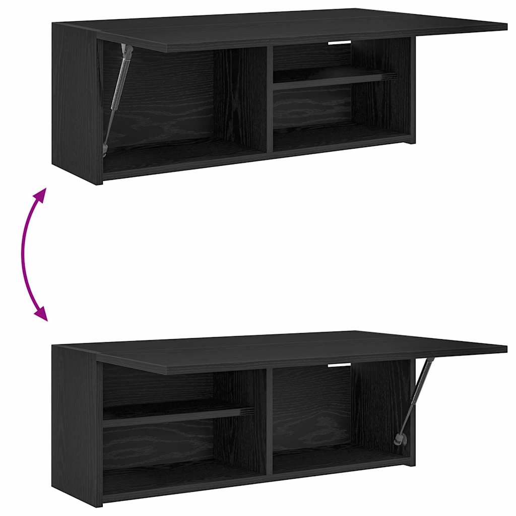 væghængt badeværelsesskab 80x25x30 cm konstrueret træ sort