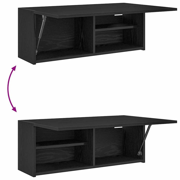 væghængt badeværelsesskab 80x25x30 cm konstrueret træ sort