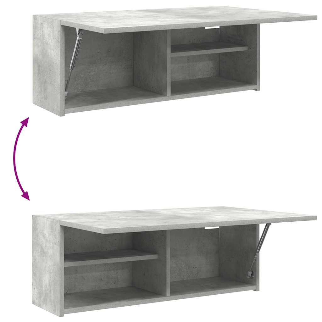 væghængt badeværelsesskab 80x25x30 cm konstrueret træ betongrå