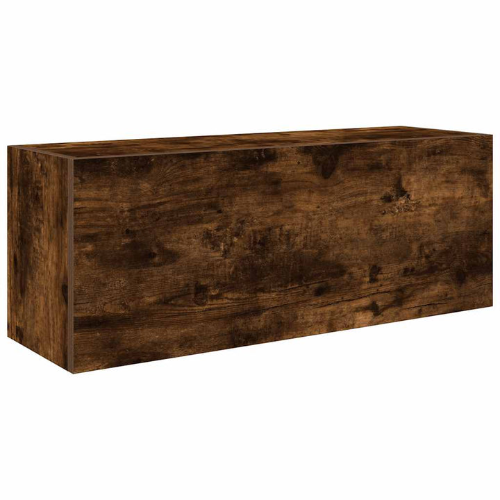 væghængt badeværelsesskab 80x25x30 cm konstrueret træ røget eg