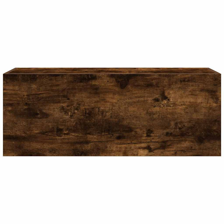 væghængt badeværelsesskab 80x25x30 cm konstrueret træ røget eg
