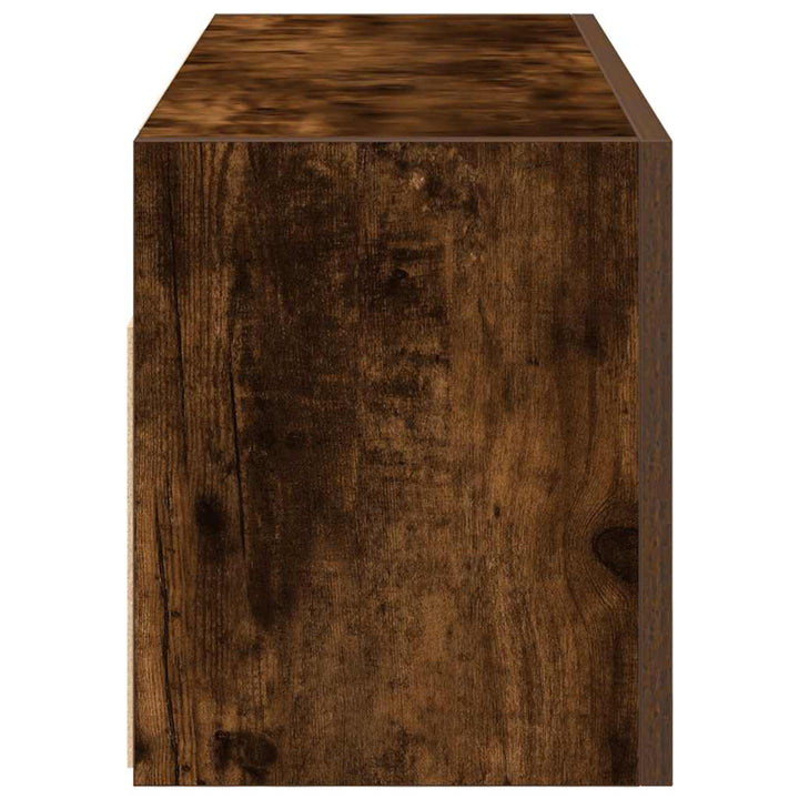væghængt badeværelsesskab 80x25x30 cm konstrueret træ røget eg