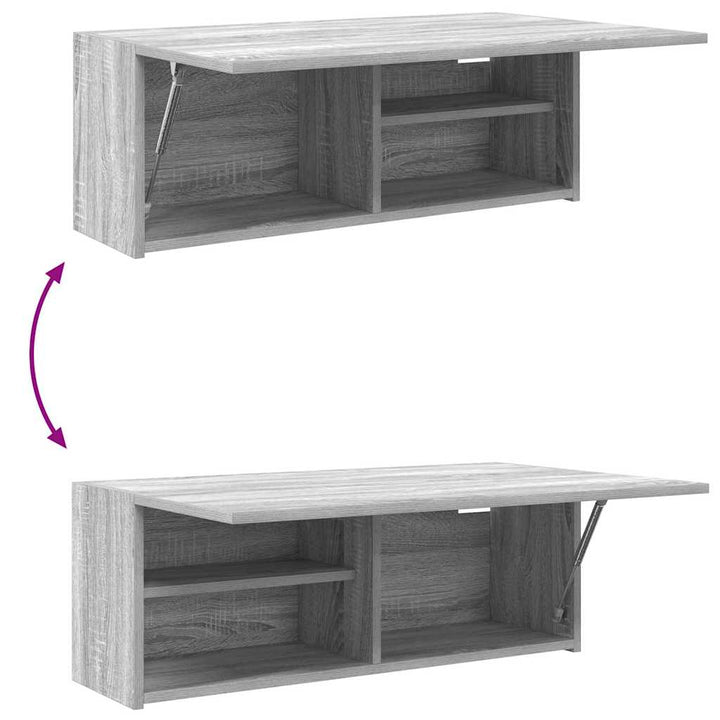 væghængt badeværelsesskab 80x25x30 cm konstrueret træ