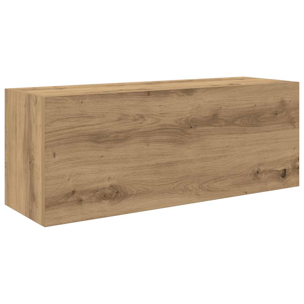 væghængt badeværelsesskab 80x25x30 cm konstrueret træ kunsteg