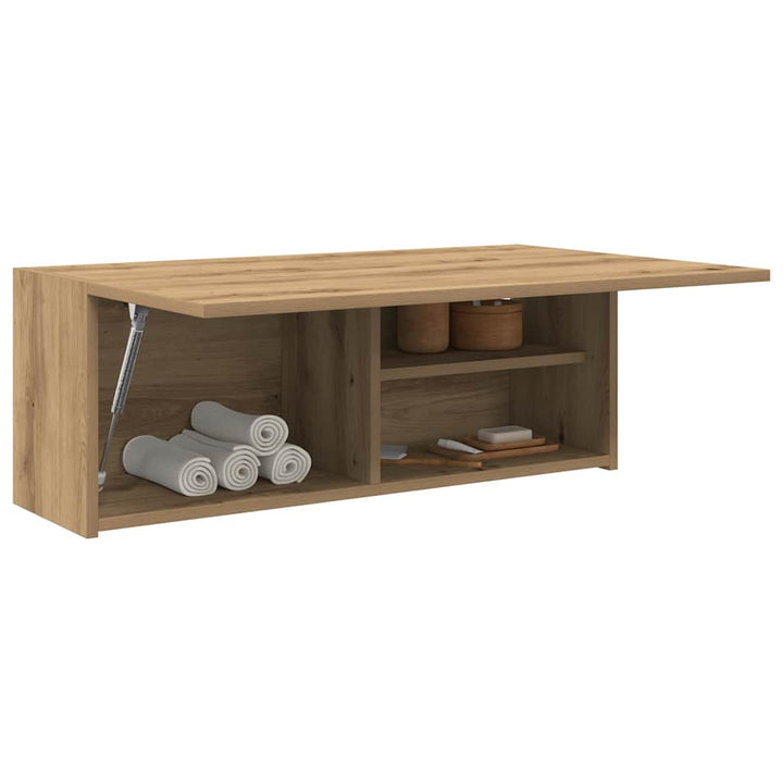 væghængt badeværelsesskab 80x25x30 cm konstrueret træ kunsteg