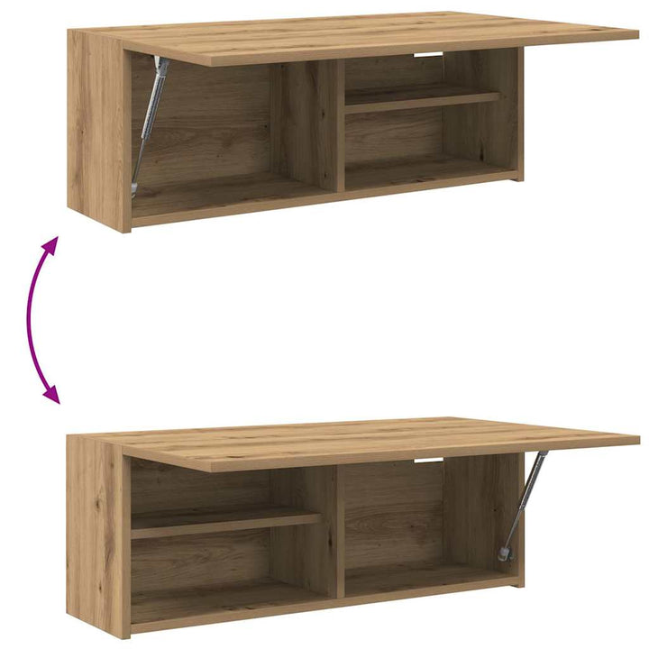 væghængt badeværelsesskab 80x25x30 cm konstrueret træ kunsteg