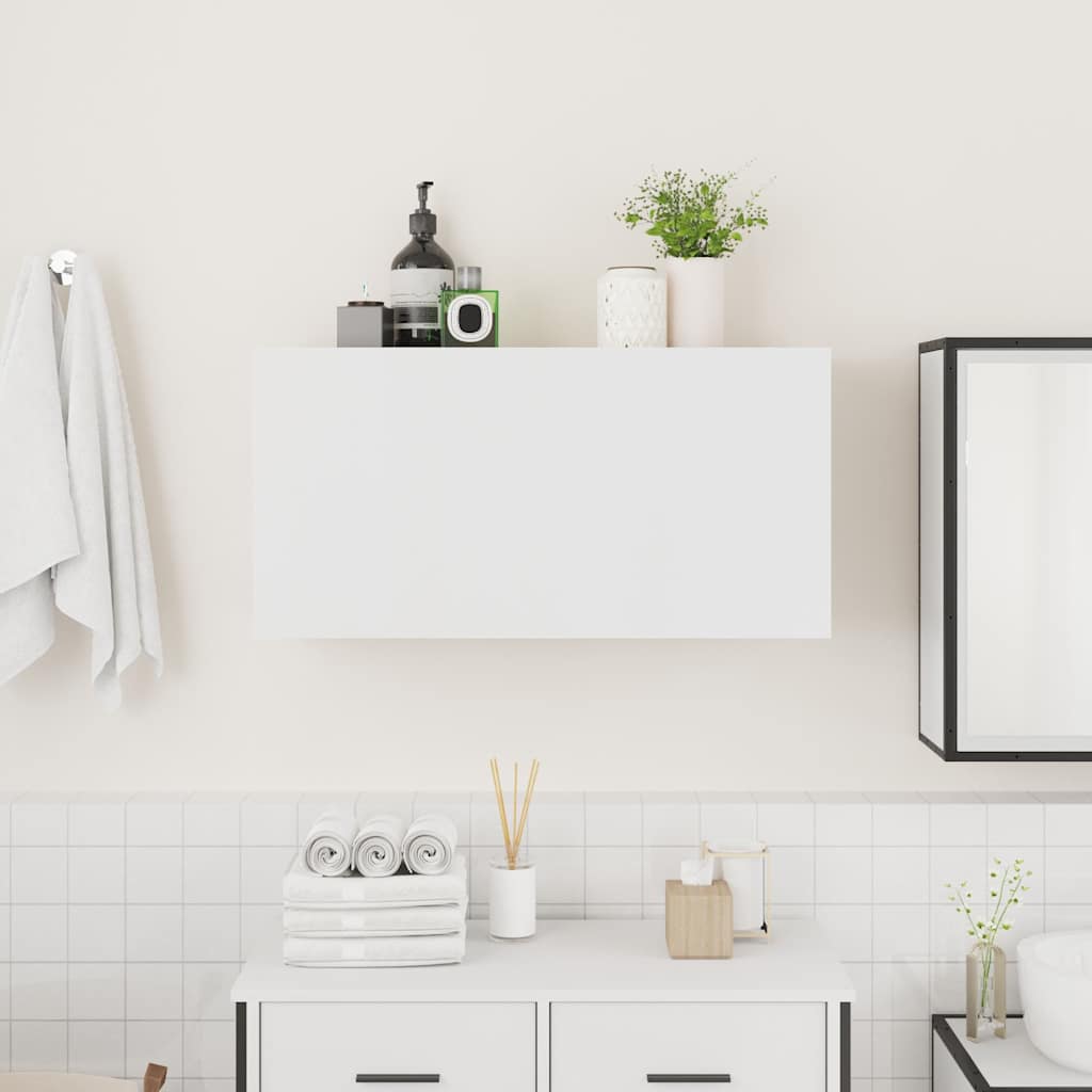 væghængt badeværelsesskab 80x25x40 cm konstrueret træ hvid