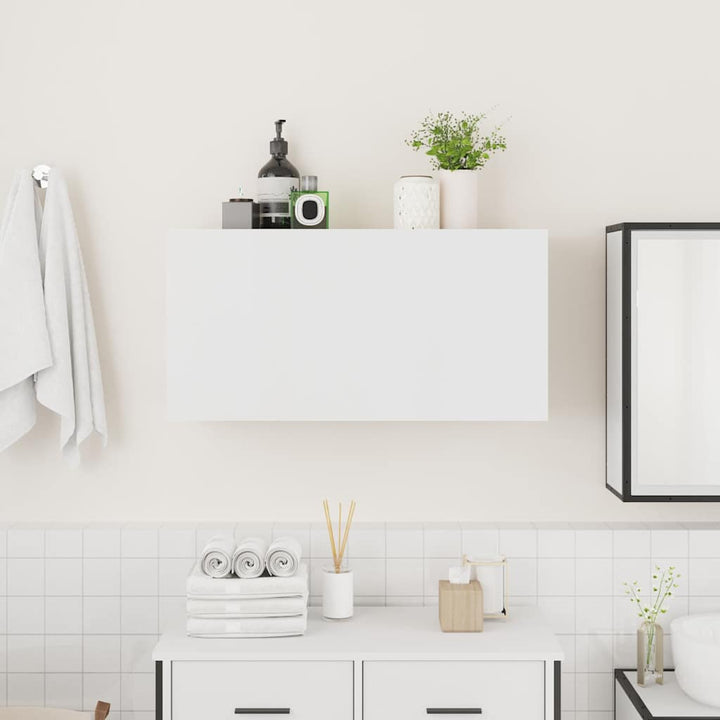 væghængt badeværelsesskab 80x25x40 cm konstrueret træ hvid