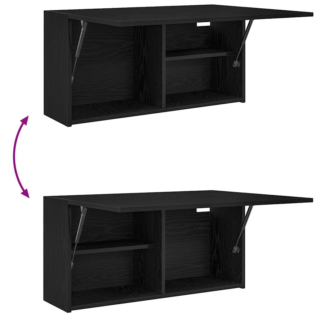 væghængt badeværelsesskab 80x25x40 cm konstrueret træ sort